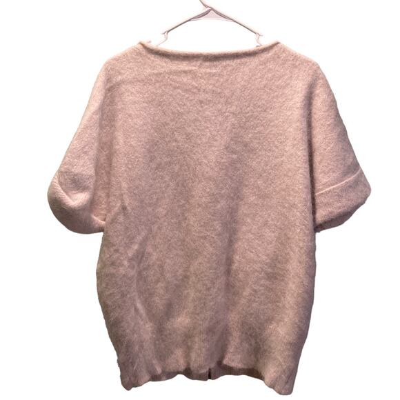 French Connection Women's Angora Vneck Zip Cardigan Sweater Sz M Cream - Picture 4 of 8